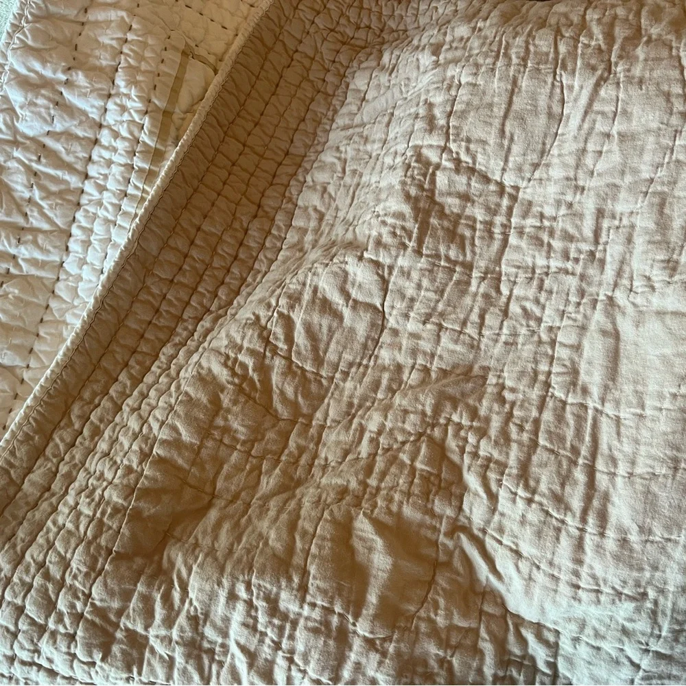 Pottery Barn Kids Cream and Beige Sheep Quilted Baby Blanket